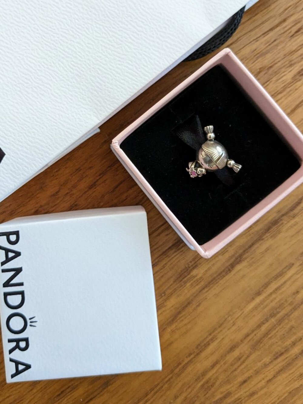 Stunning Pandora Sterling Silver Little Girl Teddy Bear Charm Pink Heart Moments